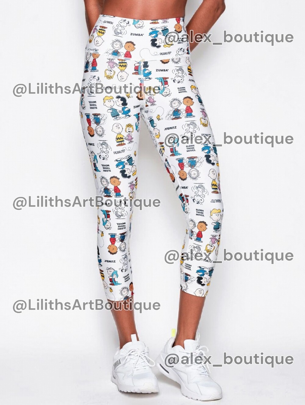 Zumba X Peanuts High Waisted Crop Leggings Wear It Out White Size S (E086)